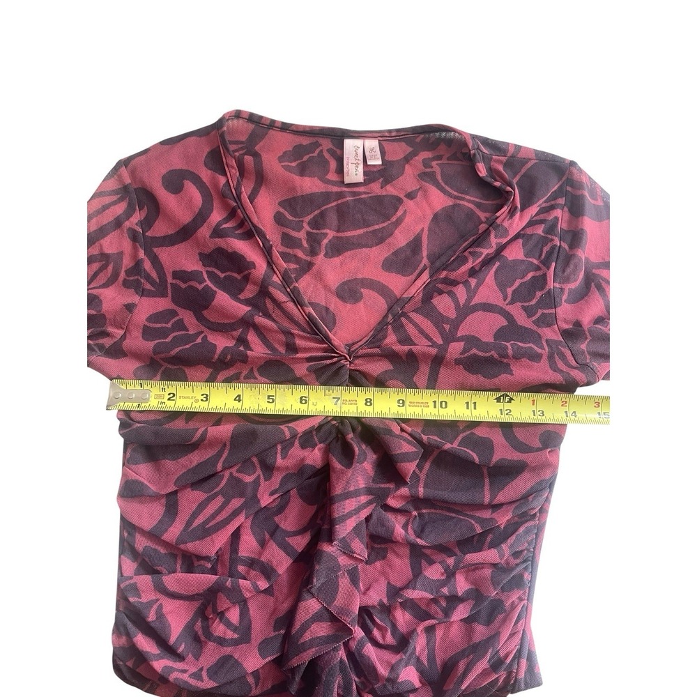 Vintage Y2K Sweet Pea Mesh Nylon Long Sleeve Ruffle Top Sz L Whimsical Fairy - Picture 9 of 10